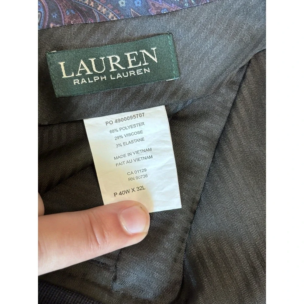 Lauren Ralph Lauren Men's Dress Pants 40x32 Blue Flat Front‎ Classic Fit